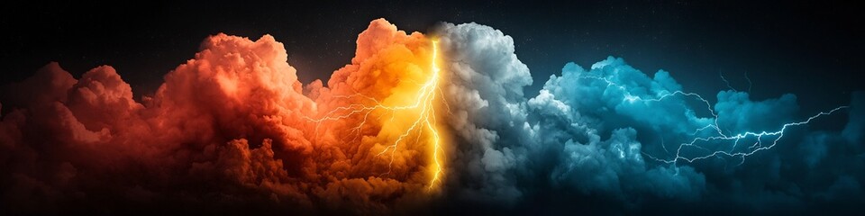 Fototapete - A vivid showcasing the complex frequency content of a thunderstorm s lightning strikes creating a captivating and dynamic visual representation of this powerful natural phenomenon