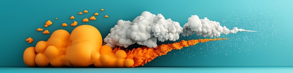 Poster - Surreal and conceptual digital depicting an explosive meteorological event representing the frequency and patterns of various weather conditions in a bold dynamic and visually striking manner