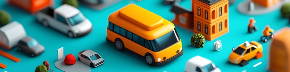 Poster - Visualization of the frequency distribution of various transportation modes used in an urban city environment including cars buses trucks and taxis
