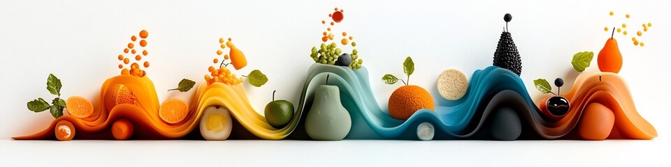 Poster - vibrant depicting the frequency distribution of dietary preferences across a population showcasing a