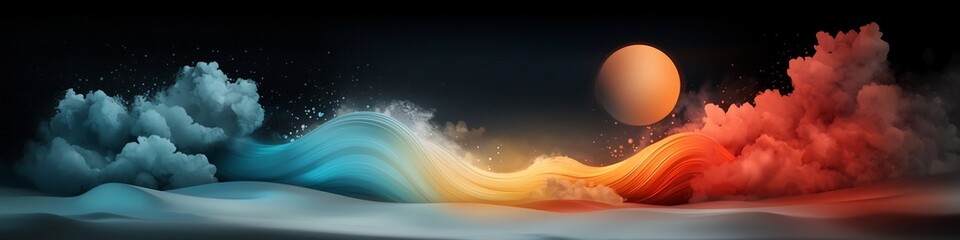 Fototapete - Mesmerizing animation depicting the propagation of waves through a dynamic colorful medium at varying frequencies