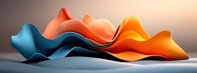 Poster - Vibrant and dynamic 3D rendered animation showcasing the diffraction and spreading of a wave packet into different frequencies and wavelengths