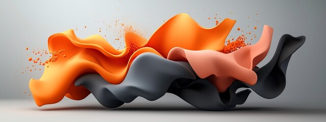 Poster - Captivating 3D animation showcases the dynamic dispersion and of a wave packet into its diverse frequencies  creating a mesmerizing visual display of color  form  and fluid motion