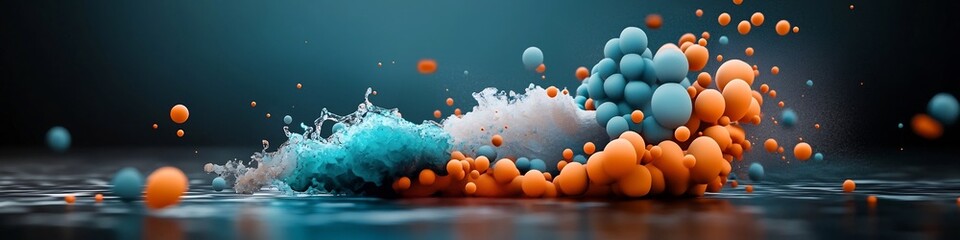 Poster - Mesmerizing Wave Packet Dispersion in Dynamic 3D Digital Rendering   Vibrant and Futuristic of Wave Packet Undergoing Dispersion and Spreading into Different Frequencies