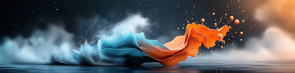 Poster - Captivating depicting the animation of a wave packet undergoing reflection refraction and diffraction at various frequencies creating a mesmerizing and dynamic visual display of scientific phenomena