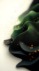 Fototapete - Enigmatic Shadowy Landscape with Shimmering Green Structures