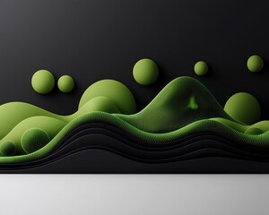 Poster - Oscillating Green Formations Constructing Hilly Terrain in Black Space Advanced 3D