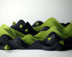 Poster - Captivating Transcendent Geometric Landscape with Undulating Mountain Terrain