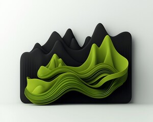 Poster - Surreal Digital Landscape with Undulating Green Structures and Ominous Black Expanse