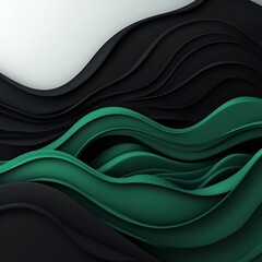 Poster - Mysterious Emerald Flows Across Surreal Black Landscape in Digital 3D Art
