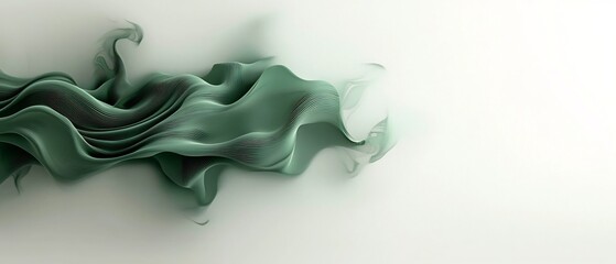 Fototapete - Ethereal Green Energy Field with Pulsating Dynamic Lines on Crisp White Background
