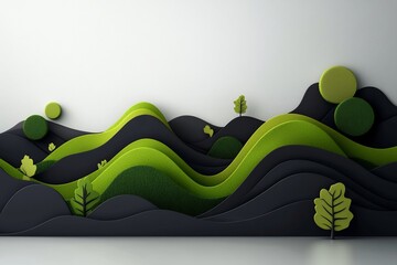 Poster - Flowing Geometric Structures Sculpting Foreboding Dark Environment with Detailed 3D Artwork on Plain White Backdrop