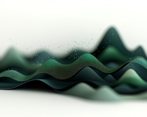 Leinwandbilder - Ominous Shimmering Green Mountain Silhouettes in Cinematic 3D Visualization