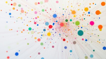 Poster - Abstract Colorful Dots and Lines Creating a Dynamic Visual Display with a Sense of Motion and Energy on a Light Background