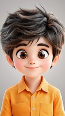 Wall Mural - 3D cartoon image with bright and eye-catching, Charming 3D Cartoon Boy with Bright Eyes and Hair