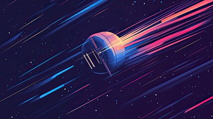 Poster - Futuristic Spaceship Speeding Through Neon Space Streaks