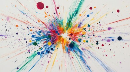 Poster - Vibrant Explosion of Colors in Abstract Art Design Featuring Dynamic Lines and Splashes Representing Energy and Creativity in a Contemporary Style