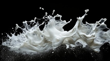 Poster - Dynamic Splash of White Liquid Against a Dark Background Capturing Fluid Motion and Energy in a Captivating Abstract Display of Nature Elements