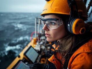 Poster - Offshore Scientific Discovery Researchers Collaborating on Maritime Research Platform Analyzing Ocean Data