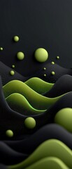 Leinwandbilder - Ominous Otherworldly Landscape of Oscillating Green Formations in Dark Minimalist Setting