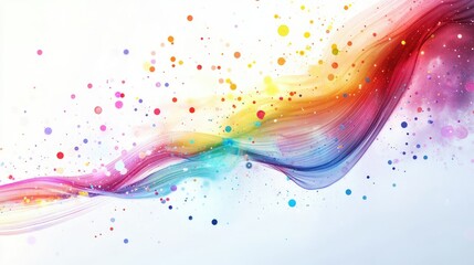 Poster - Colorful Abstract Wave with Soft Lines and Dots Creating a Playful and Dynamic Art Background for Creative Design Projects