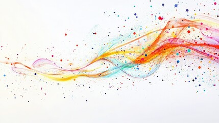 Poster - Vibrant Abstract Art with Colorful Waves and Dots in Bright and Soft Hues on a Clean White Background for Creative Designs and Artistic Projects