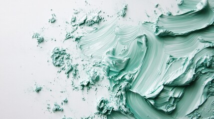 Poster - Aesthetic Swirls of Mint Green Paint on Canvas, Capturing Artistic Texture and Movement, Perfect for Creative Projects and Contemporary Art Themes