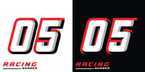 Leinwandbilder - Racing number 05 with white red and black colors, racing, racing starting number, sports racing number