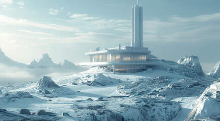 Fototapete - A research station in a large casual design.