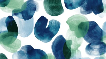 Poster - Abstract Colorful Brush Strokes Pattern with Shades of Blue and Green on White Background Ideal for Modern Design and Artistic Applications