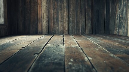 Poster - Rustic Wooden Interior with Textured Planks and Warm Aesthetic, Ideal for Backgrounds, Home Decor, Photography Settings, and Vintage Themed Projects