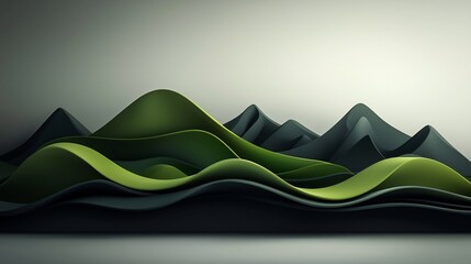 Poster - Surreal Abstract Geometric Landscape with Undulating Waves and Moody Backdrop