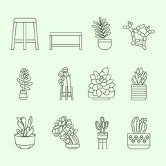 Cactus Illustration Pack Outline Style