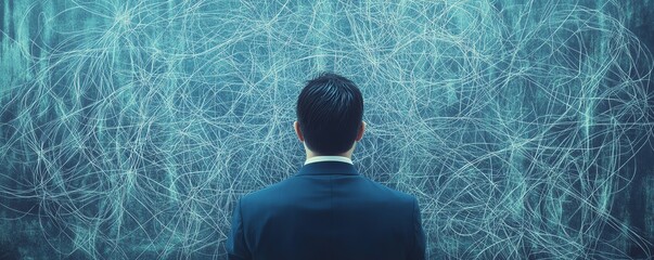 Poster - Messy organization with tangled decision tree, chaotic business management, complex and convoluted processes, illustrating inefficiency and confusion in workplace dynamics