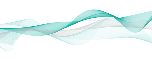 Poster - Abstract grey and teal flowing wave lines on white background. wave line for banner, template, wallpaper background with wave design.