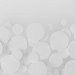 Poster - white abstract background - flying plastic cylinders as pattern on soft light white background, bord