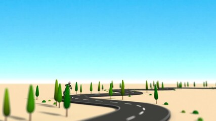 Wall Mural - Animation of a motorcycle running on a curve.
It runs forever without interruption.