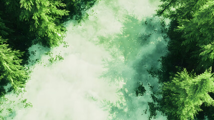 Poster - A lush green landscape featuring a river or stream, surrounded by dense trees, reflecting natural beauty