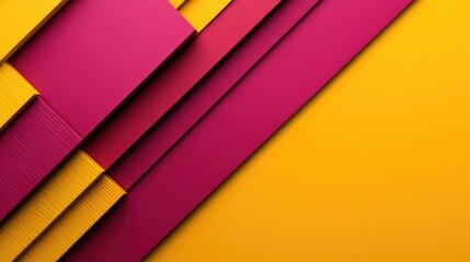 Sticker - Vivid gradient concept. Bold and vibrant geometric shapes create a striking composition in yellow and pink.