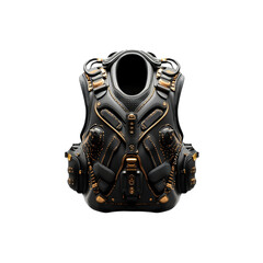 Futuristic Black and Gold Protective Vest High-Tech Body Armor Concept