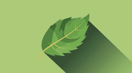 Poster - A simple green leaf icon on a green background.