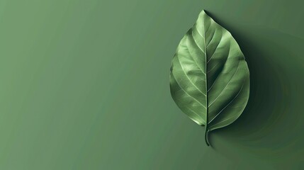Poster - A single green leaf on a green background.