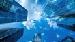 © mhekar - Skyscrapers, city, low angle, blue sky, clouds, business, urban, success, real estate,  advertising