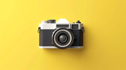 Poster - A retro camera on a yellow background.