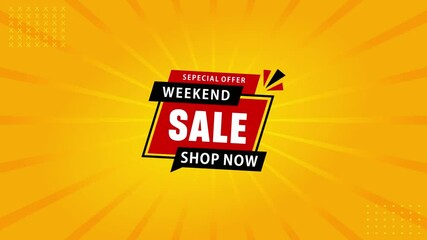 Sticker - 4k animation Sale banner with cheerful color background. Weekend sale special offer sale banner template. discount offer background.