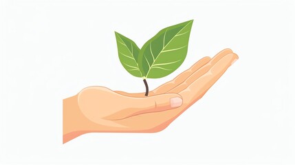 Poster - A hand holding a green plant sprout.