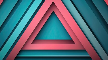 Sticker - Triangle abstract background concept. Colorful layered triangles in vibrant shades of pink and teal, creating a modern look.