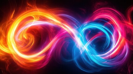 Poster - Vibrant Swirls of Neon Colors Blending in Dynamic Motion