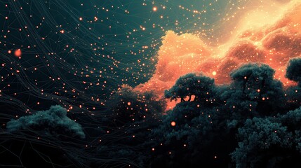 Poster - Abstract Illustration of Interconnected Data Visualizing Concepts
