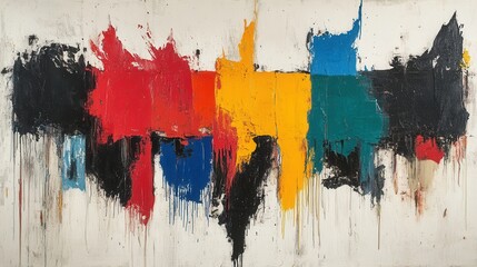 Poster - Bold Brush Strokes of Primary Colors Layered for Artistic Expression
